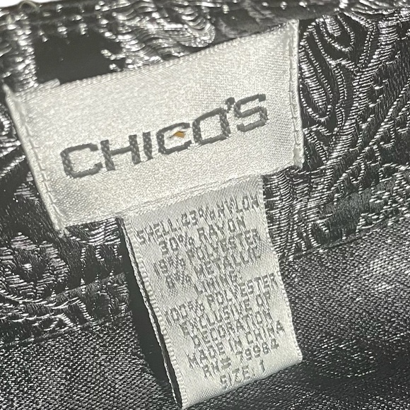 Chico’s Women’s Black Silver 1 Paisley Embroidered Blazer in EUC - Picture 4 of 6